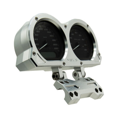 Vitys Design, adjustable dual gauge holder. Silver