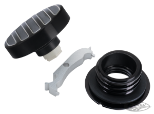 GZP black cut ribbed screw-in cap 82-e18