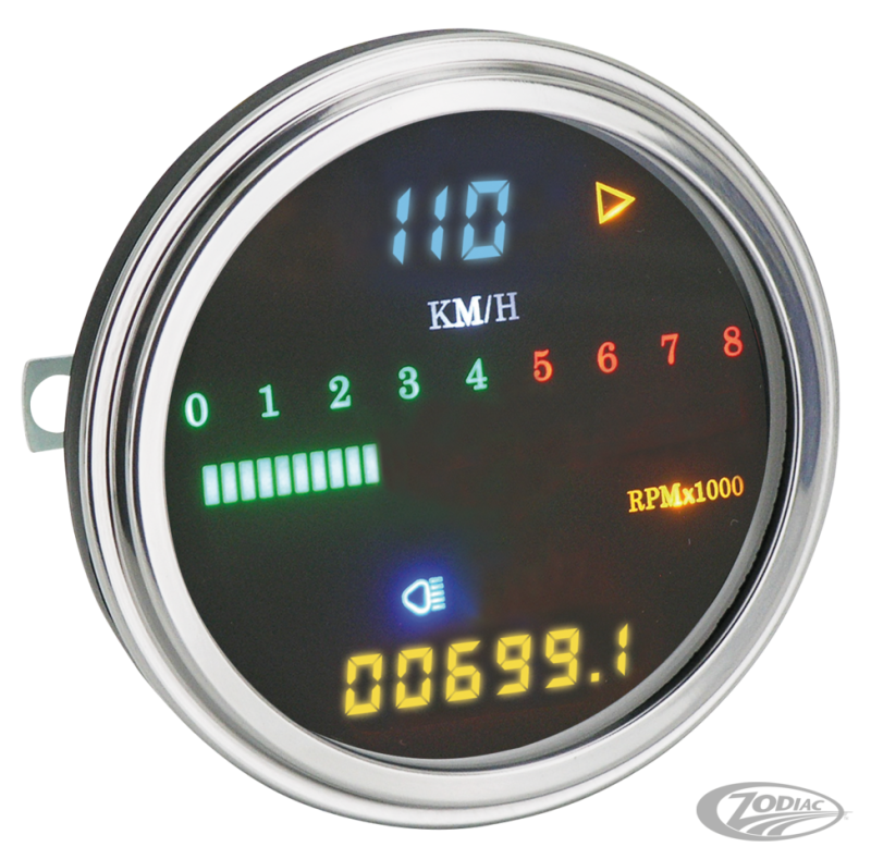 GZP Full digital MPH speedo/tacho cabled (DE)