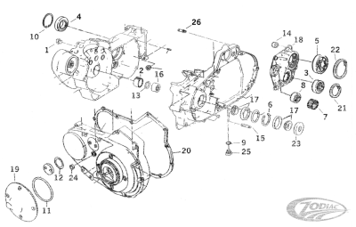 L/H Crankcase bearing XL77-up (DE)