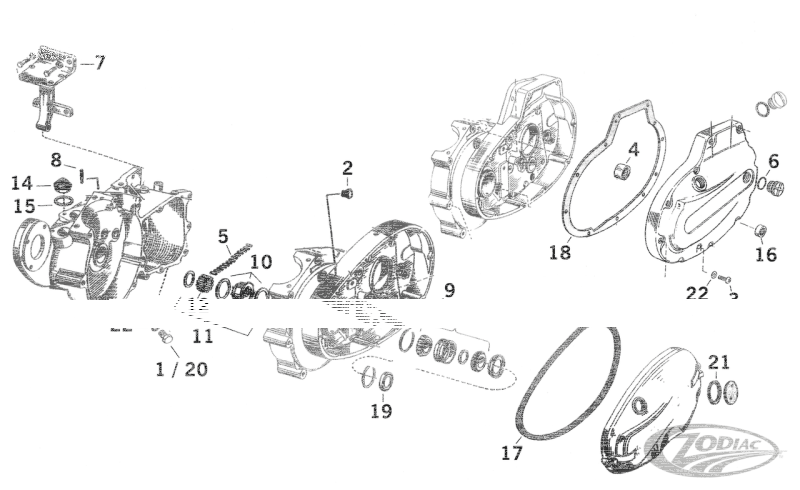 5pck Washer R/H crank bearing XL 54-76 (DE)