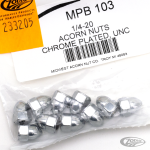 10pck Chrome Acorn nuts 1/4-20 (DE)