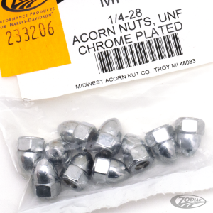 10pck Chrome Acorn nuts 1/4-24 (DE)