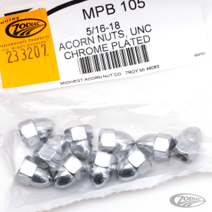 10pck Chrome Acorn nuts 5/16-18 (DE)