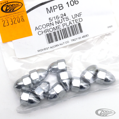 10pck Chrome Acorn nuts 5/16-24 (DE)