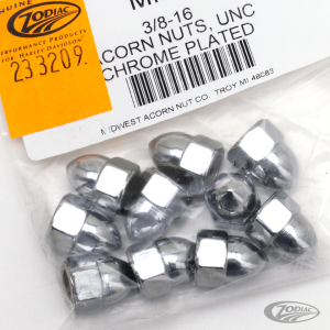 10pck Chrome Acorn nuts 3/8-16 (DE)