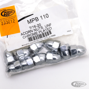 10pck Chrome Acorn nuts 7/16-20 (DE)