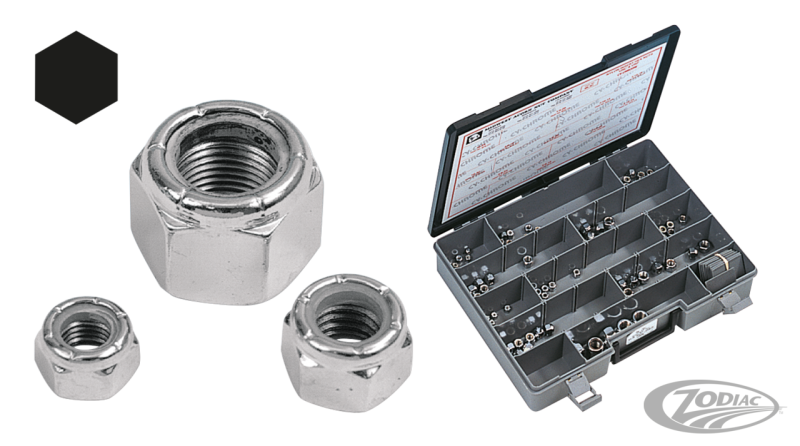 Ass. tray nylon insert hex nuts chrome (DE)