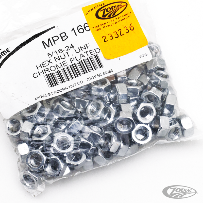 100pck Chrome hex nut 5/16-24 UNF (DE)