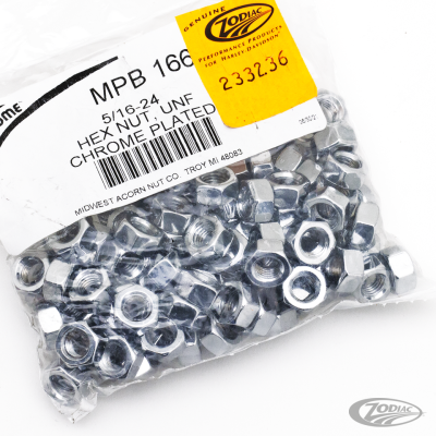 100pck Chrome hex nut 5/16-24 UNF (DE)