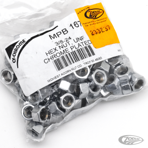 100pck Chrome hex nut 3/8-24 UNF (DE)