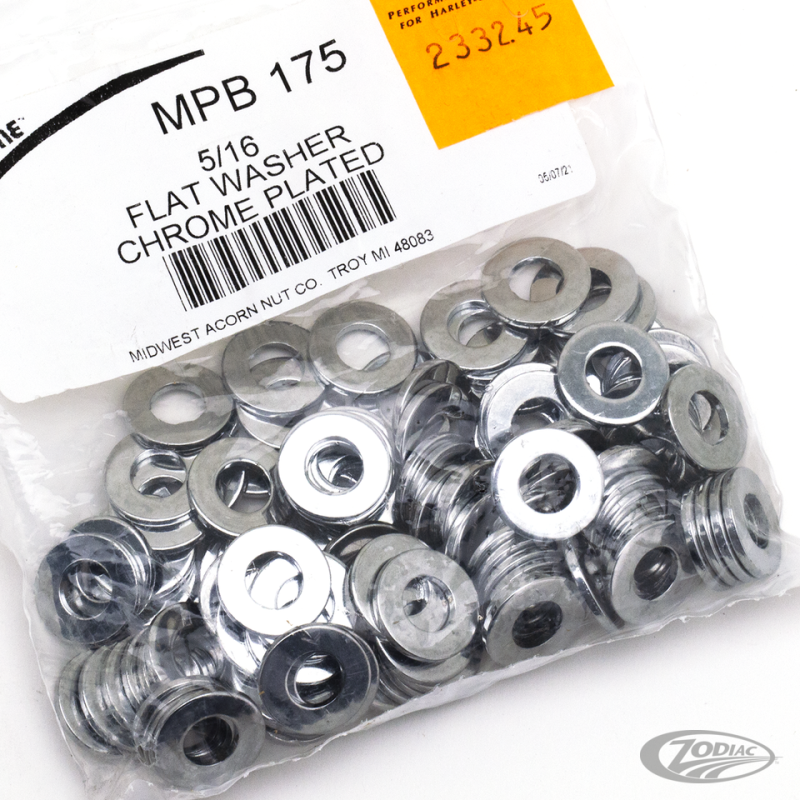 100pck Chrome flat washer 5/16 (DE)