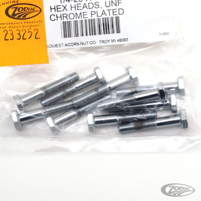 10pck Chrome hex screws 1/4-28x1-1/2 (DE)