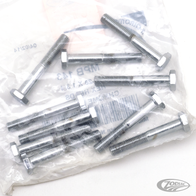 10pck Chrome hex screws 1/4-28x1-3/4 (DE)