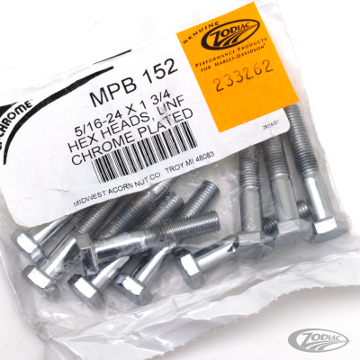 10pck Chrome hex head screws 5/16-24x1-3 (DE)