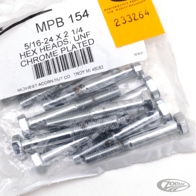 10pck Chrome hex head screws 5/16-24x2-1 (DE)