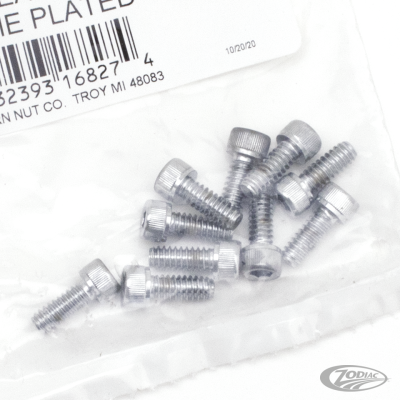 10pck Chrome allen screws 10-24x1/2" (DE)