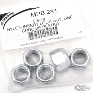 5pck Chrome nylock nuts 5/8-18 UNF (DE)
