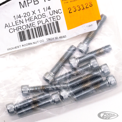 10pck Chrome allen screws 1/4-20x1-1/4" (DE)