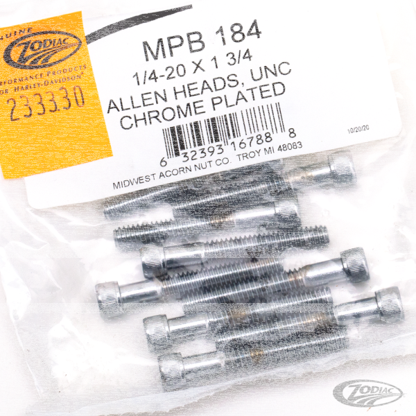 10pck Chrome allen screws 1/4-20x1-3/4 (DE)