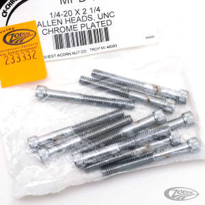 10pck Chrome allen screws 1/4-20x2-1/4 (DE)