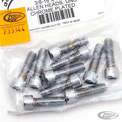 10pck Chrome allen screws 3/8-16x1-1 (DE)