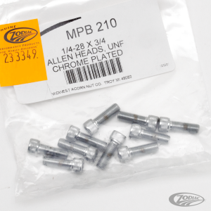 10pck Chrome allen screws 1/4-28x3/4 (DE)