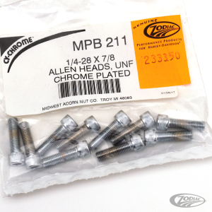10pck Chrome allen screws 1/4-28x7/8 (DE)