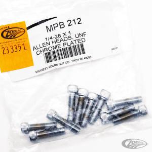 10pck Chrome allen screws 1/4-28x1 (DE)