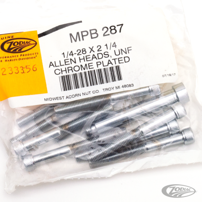 10pck Chrome allen screws 1/4-28x2-1 (DE)
