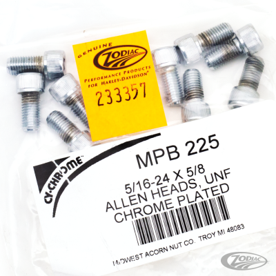 10pck Chrome allen screws 5/16-24x5/ (DE)