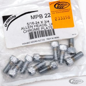 10pck Chrome allen screws 5/16-24x3/ (DE)