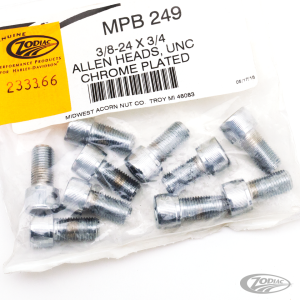 10pck Chrome allen screws 3/8-24x0.750 (DE)