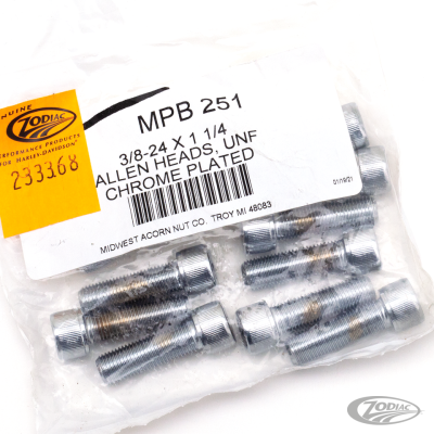 10pck Chrome allen screws 3/8-24x1.250 (DE)