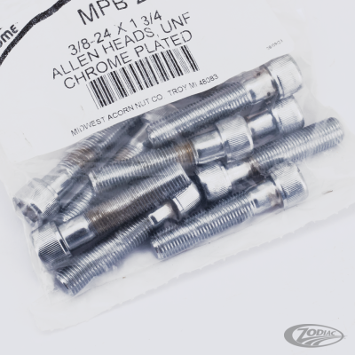 10pck Chrome allen screws 3/8-24x1.750 (DE)