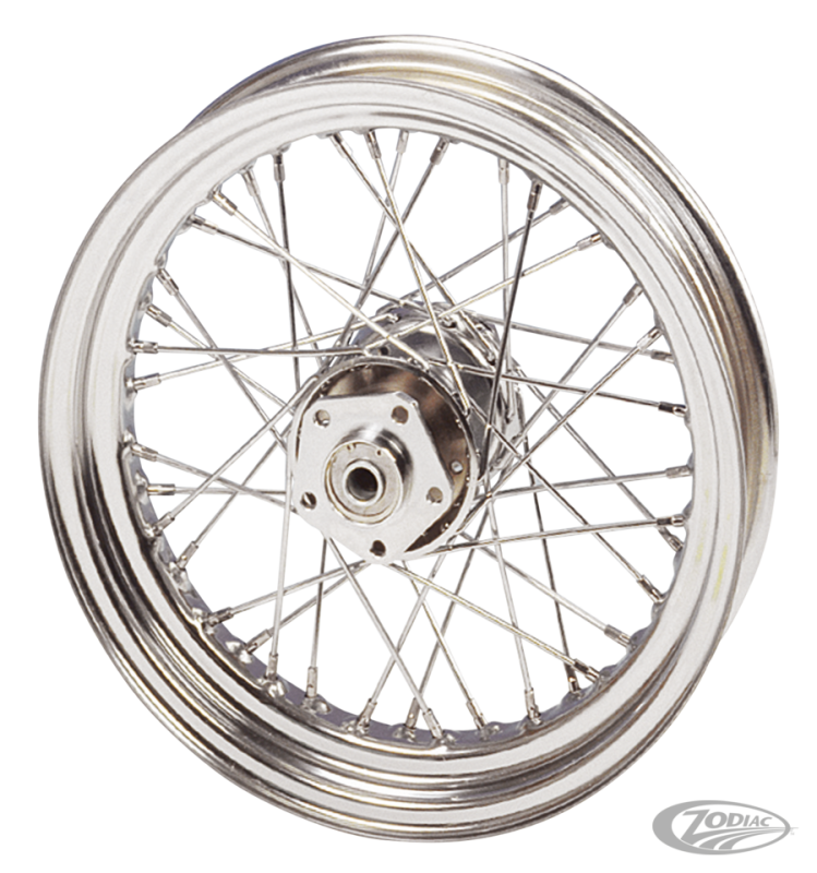Cplt wheel 19" steel hub 5/16 stainl.spk (DE)