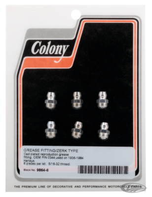 6-pck Colony Grease Fitting, white plate (DE)