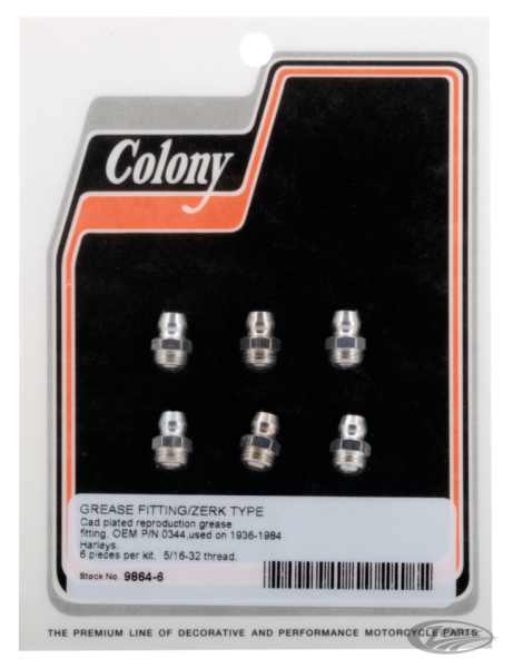 6-pck Colony Grease Fitting OEM 0344, ch (DE)