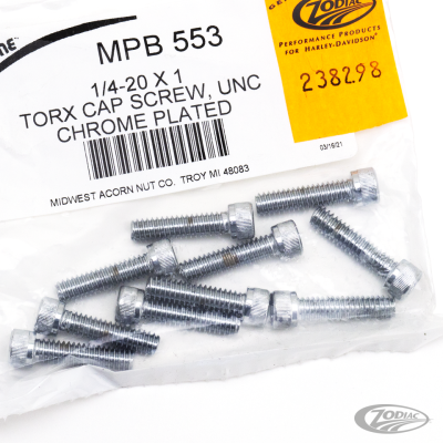 10pck Knurled torx screw 1/4-20x1", UNC