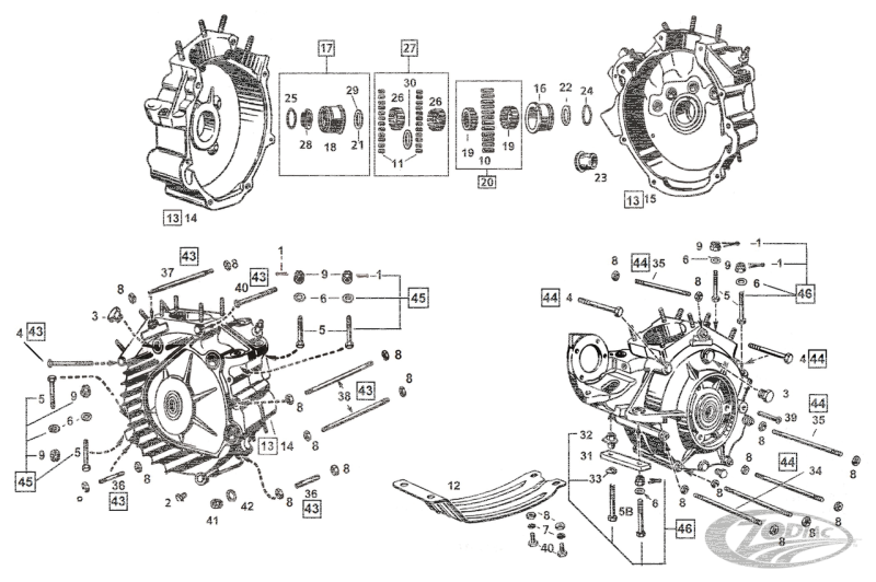 bushing, left, crankcase, 45CI40-up (DE)