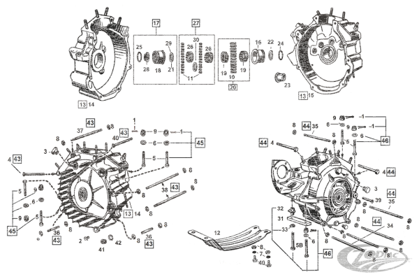 bushing, left, crankcase, 45CI40-up (DE)