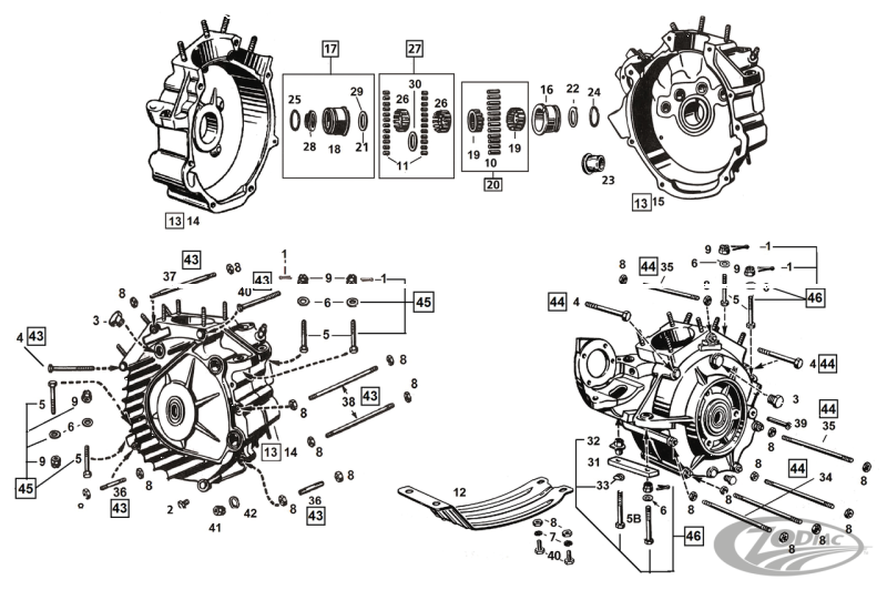 Right Crankcase bushing 45CI +.005" O.S (DE)