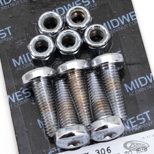 Chrome disc screws & nuts 3/8-16x1.25" T (DE)