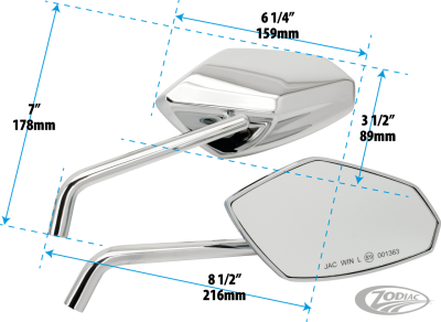 GZP Chr Deluxe Street Rod mirrorset (DE)