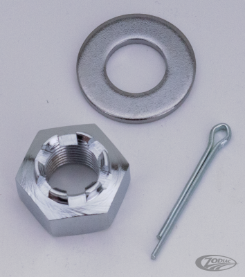 GZP chrome castle nut, washer, cotterpin