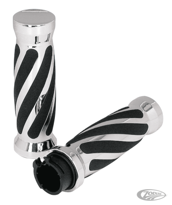 GZP Swirl style grips Chrome dual cable (DE)