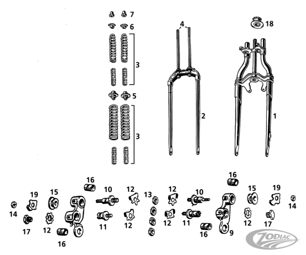 Front fork set complete BT36-45 black (DE)