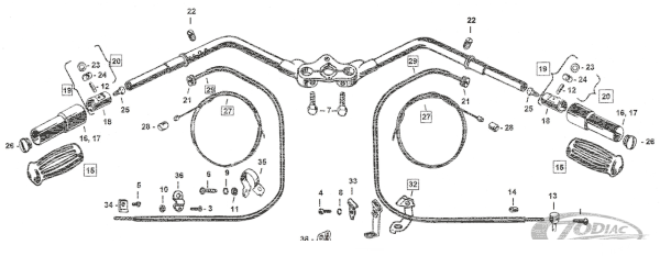 Bolts (2) white handlebar (6033-30 old) (DE)