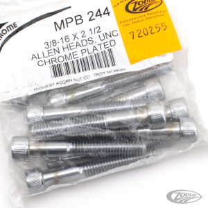 10pck Chrome Allen screws 3/8x2 1/2" UNC (DE)