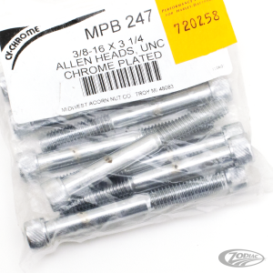 10pck Chrome Allen screws 3/8x3 1/4" UNC (DE)